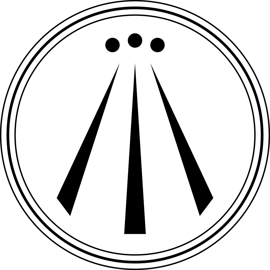 Awen symbol showing three rays rising from three points of light.