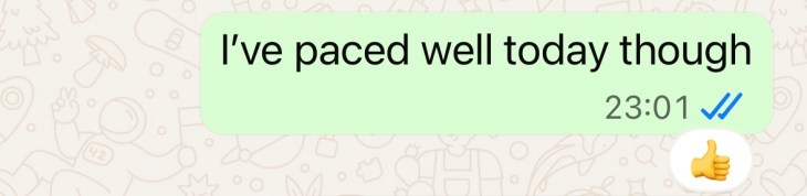 "I've paced well today"